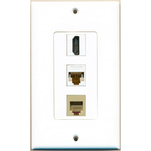 RiteAV 1 Port HDMI 1 Port USB A-A 1 Port Phone RJ11 RJ12 Beige 1 Port Shielded Cat6 Ethernet Wall Plate RiteAV 1 Port HDMI 1 Port USB A-A 1 Port Phone RJ11 RJ12 Beige 1 Port Shielded Cat6 Ethernet Wall Plate